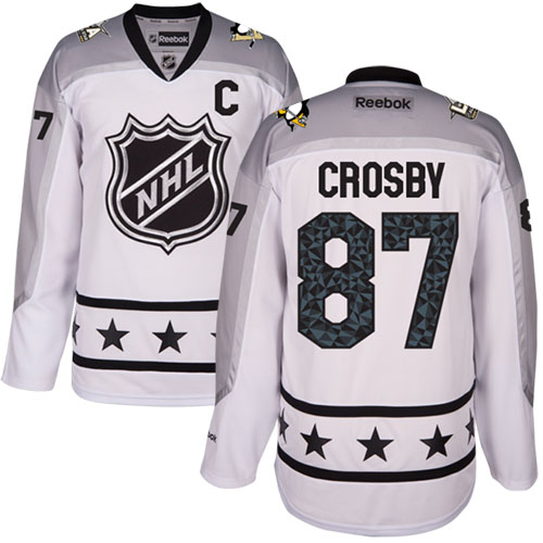 Penguins #87 Sidney Crosby White All-Star Metropolitan Division Stitched NHL Jersey - Click Image to Close
